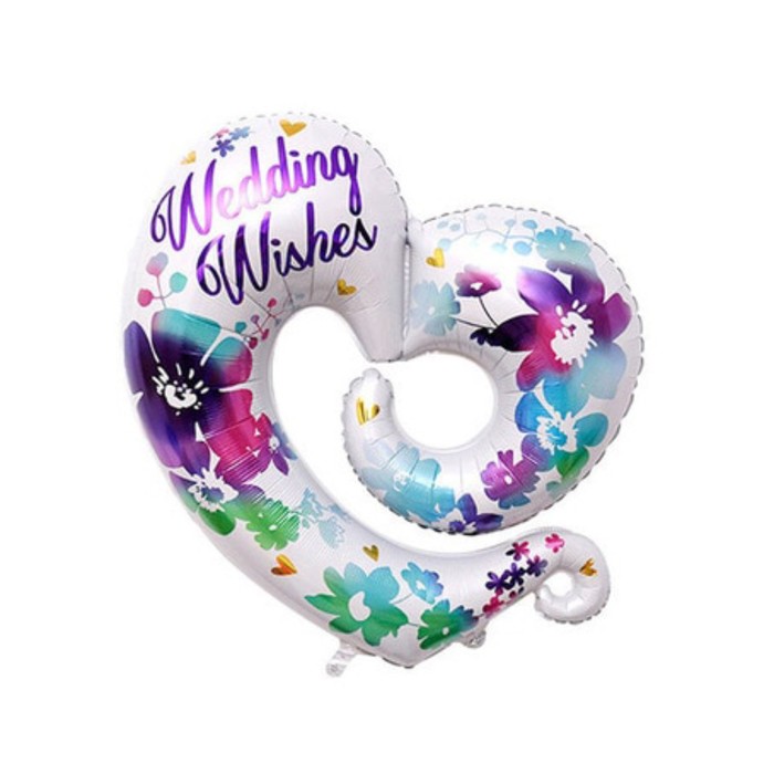 Шар фольгированный 30" Wedding wishes, сердце с цветами