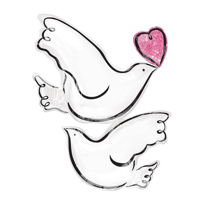 Шар фольгированный 29" "Голуби с сердцем"