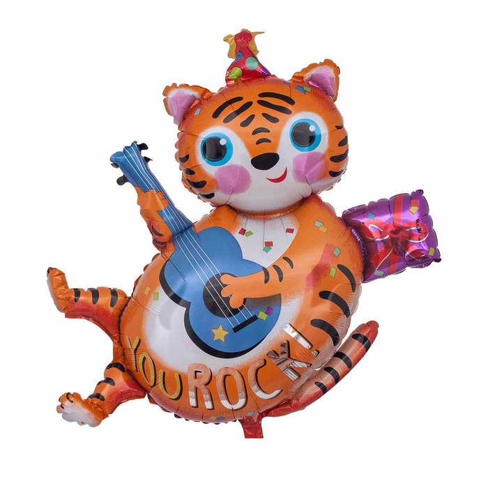 Шар фольгированный 31" "Тигренок играющий на гитаре"