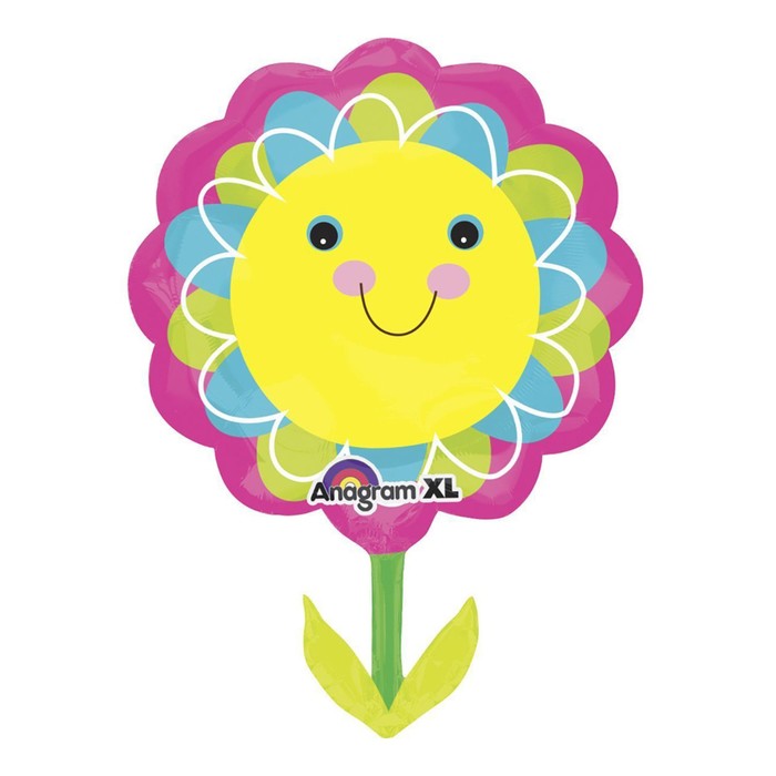 Шар фольгированный 21" "Цветок улыбающийся" желтый