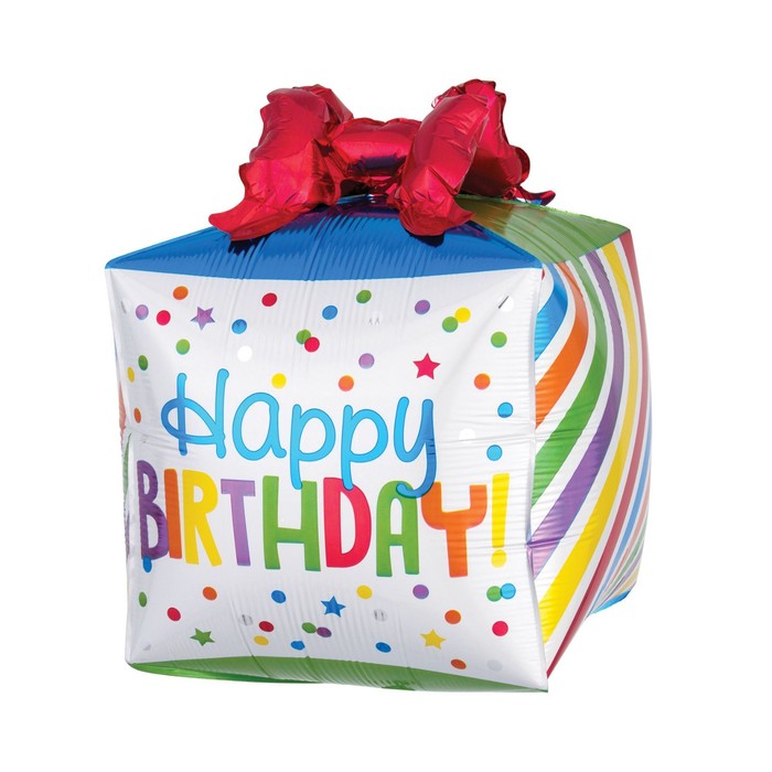 Шар фольгированный 21" "С днем рождения" подарок с бантом