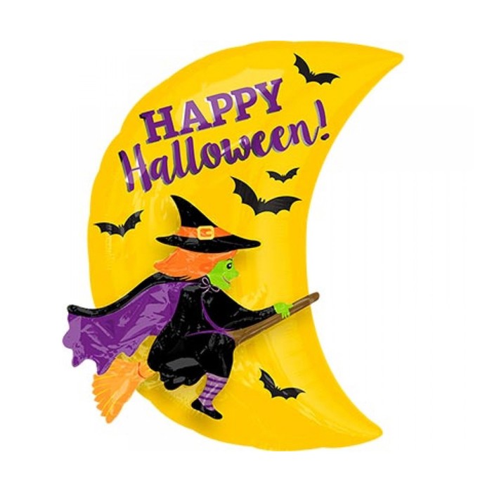 Шар фольгированный 59" Ведьма на метле