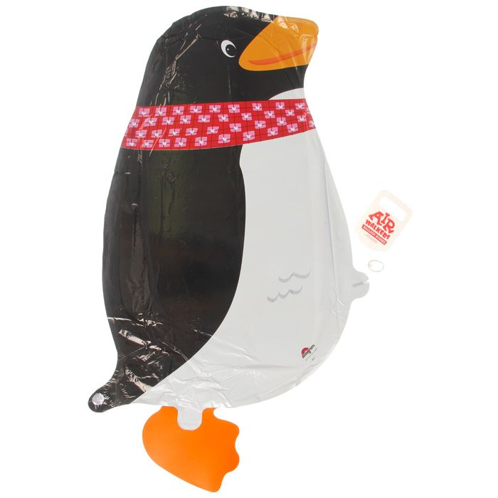 Шар фольгированный 22" Пингвин с шарфом красным, ходит