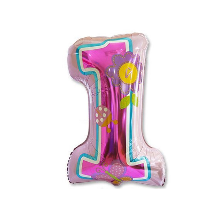 Шар фольгированный 23" ЦИФРА 1 Девочка 1-й ДР