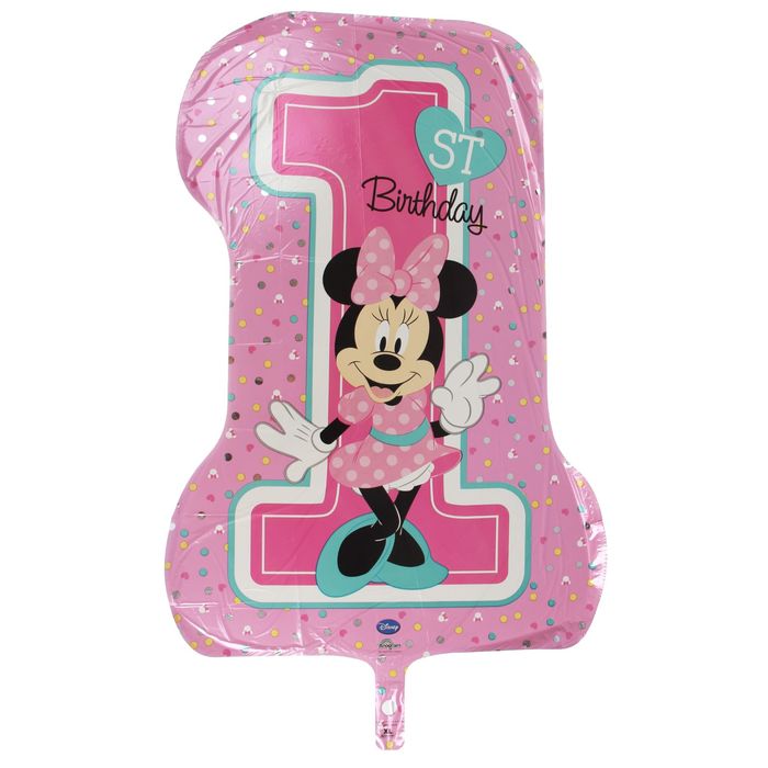Шар фольгированный 28" ЦИФРА 1 Минни Маус Первый ДР