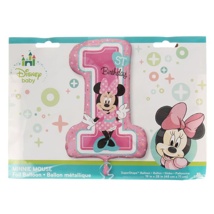 Шар фольгированный 28" ЦИФРА 1 Минни Маус Первый ДР