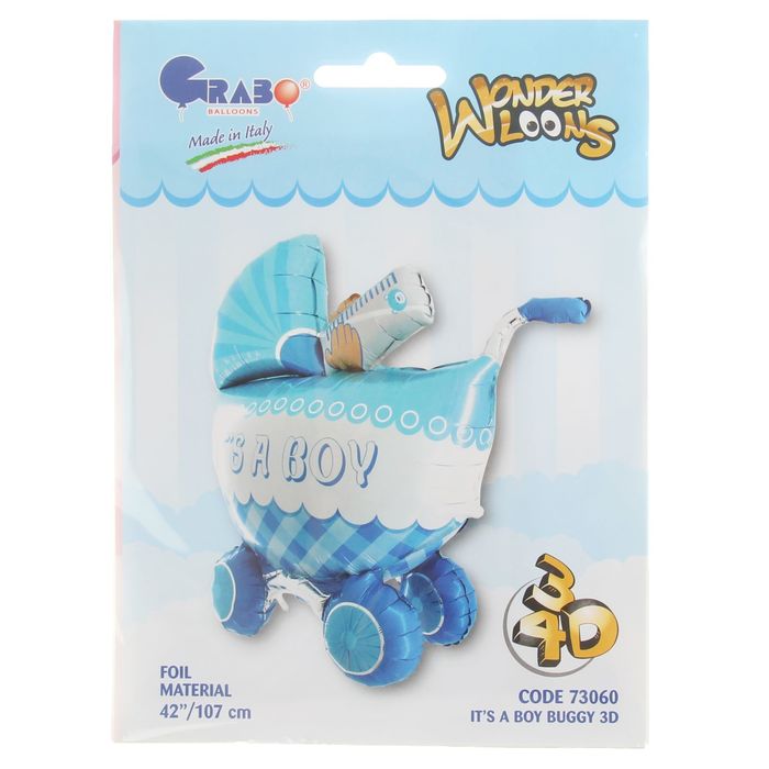 Шар фольгированный 42" "Коляска детская" голубая