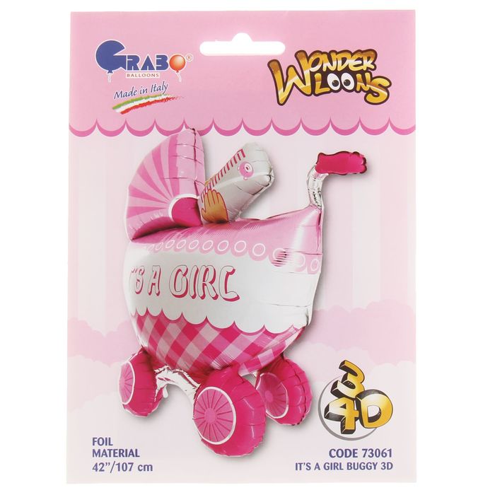 Шар фольгированный 42" "Коляска детская" розовая