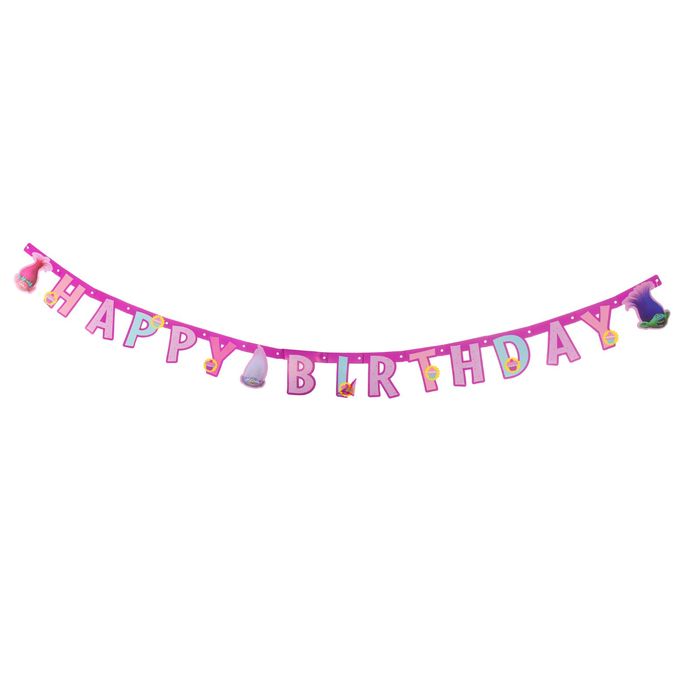 Гирлянда-буквы 2,2 м "С Днем рождения" Тролли