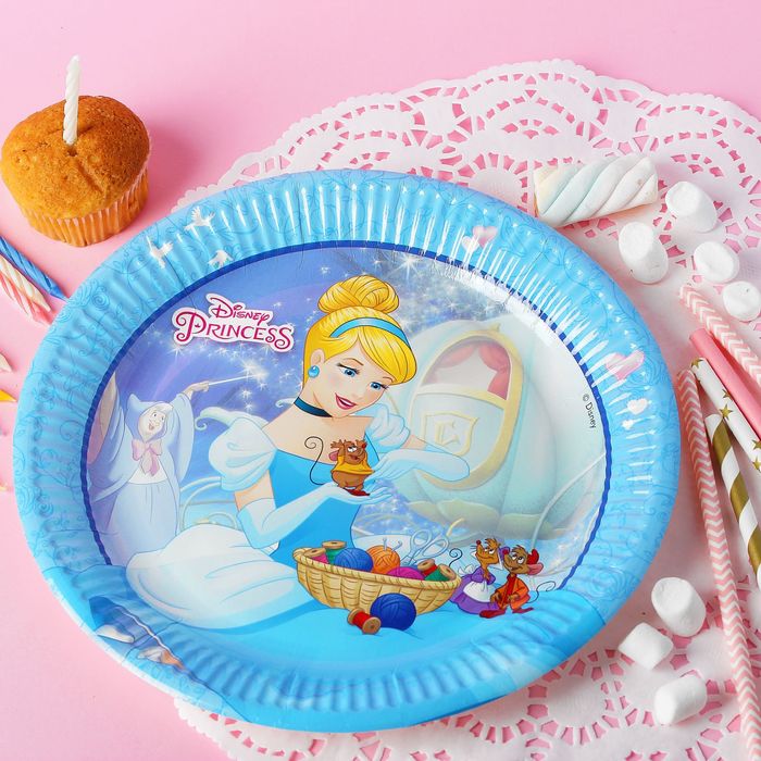 Тарелки "Принцессы Дисней" 23 см (набор 8 шт) картинки, цвет МИКС