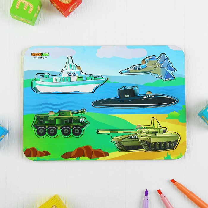 Рамка-вкладыш деревянная "Военная техника"