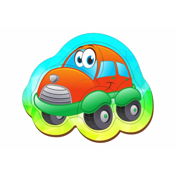 Пазл деревянный маленький "Веселый автомобиль"