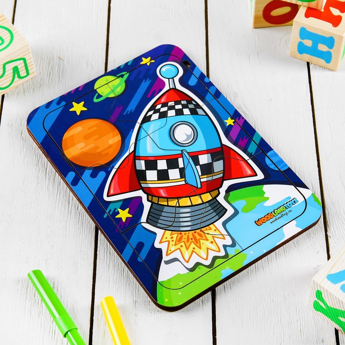 Пазл деревянный простой  "Ракета"