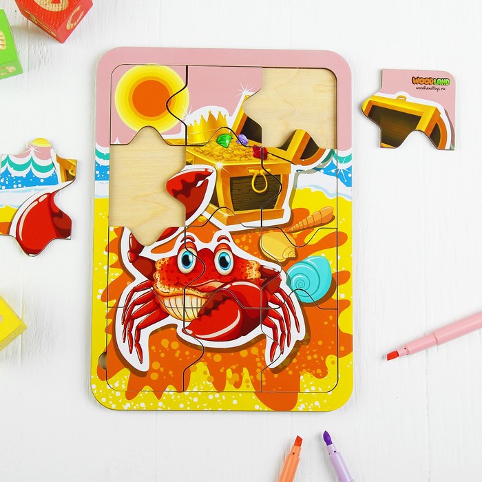 Пазл деревянный простой  "Краб"