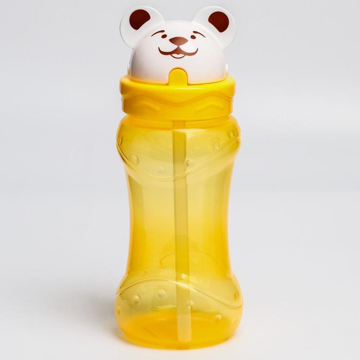 Поильник с трубочкой «Мишка», 300 мл, от 9 мес., цвета МИКС