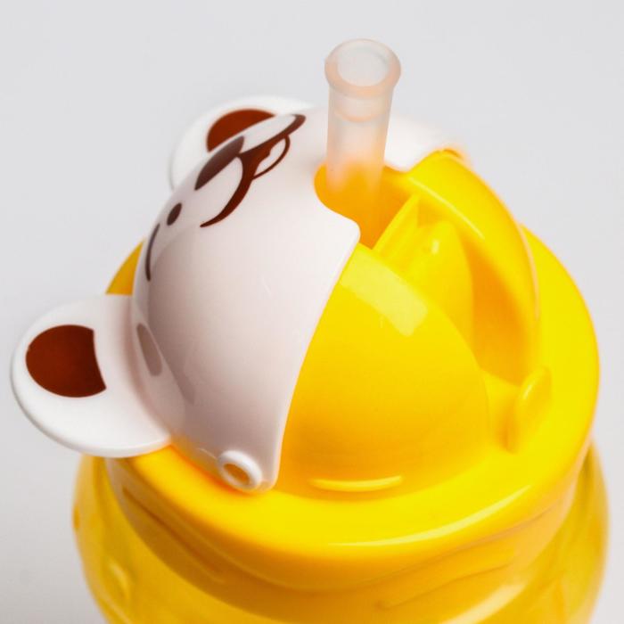 Поильник с трубочкой «Мишка», 300 мл, от 9 мес., цвета МИКС