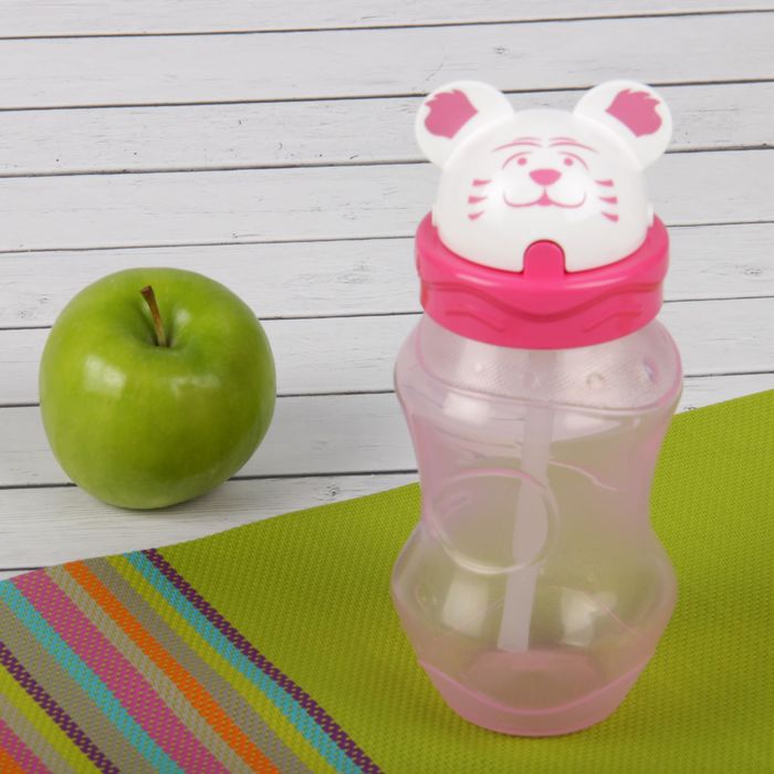 Поильник с трубочкой «Мишка», 250 мл, от 9 мес., цвета МИКС