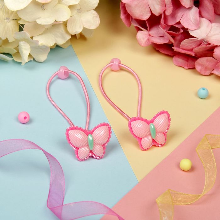 Резинка для волос "Глянец" яркая бабочка (цена за пару)