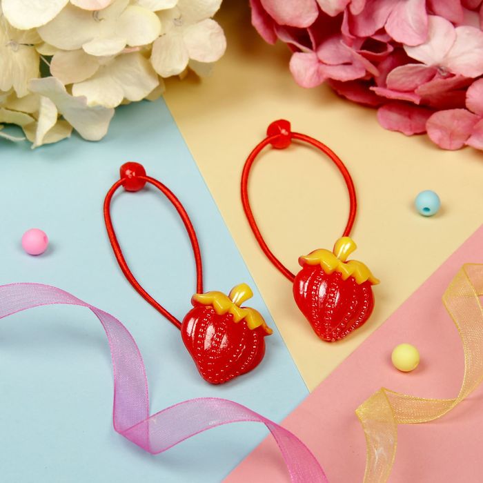 Резинка для волос "Глянец полоса" ягодка (цена за пару)