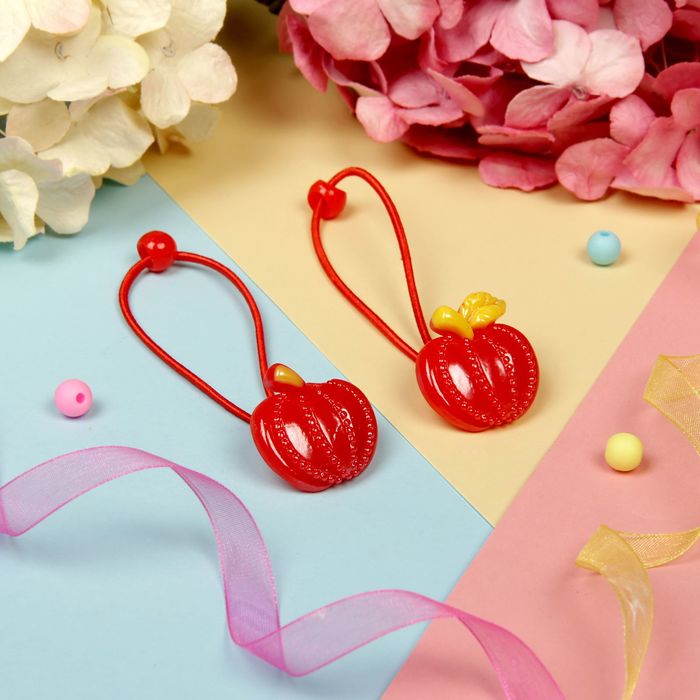 Резинка для волос "Глянец полоса" яблочко (цена за пару)