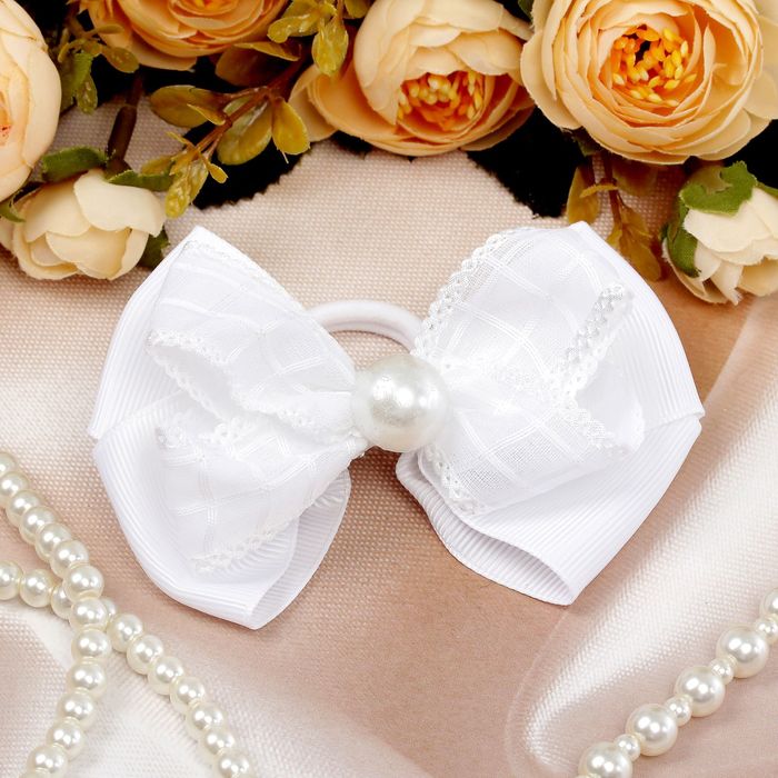 Бант для девочек "Школьница", жемчужина