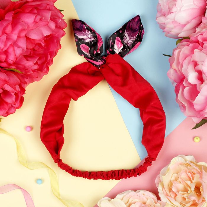 Повязка для волос "Элит", двухцветная, перо