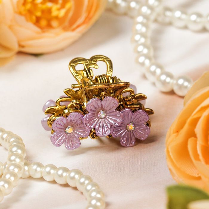 Краб для волос "Букетик" 2,5 см, васильки, микс