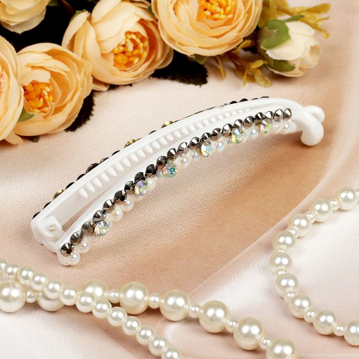 Банан для волос "Манифик" 11 см стразы белый