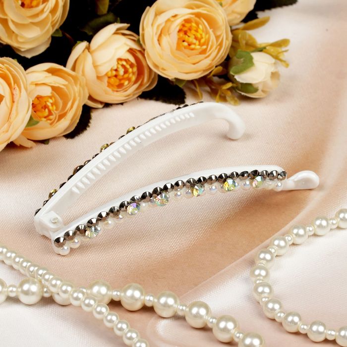 Банан для волос "Манифик" 11 см стразы белый