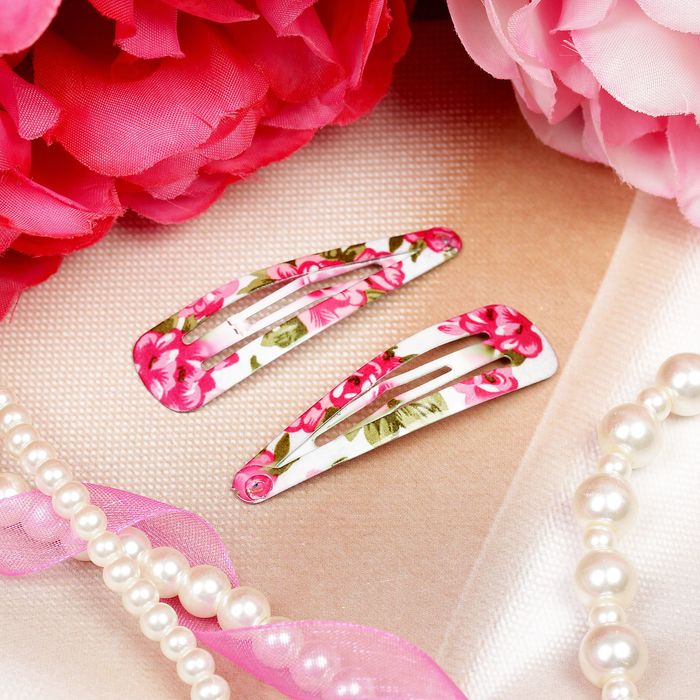 Невидимка для волос "Яркая" (набор 10 шт) 4,8 см пионы