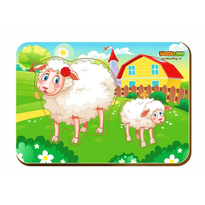 Рамка-вкладыш деревянная парная "Овечка и ягненок"