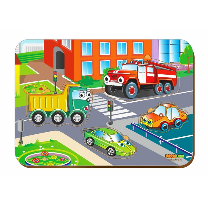 Рамка-вкладыш деревянная "Транспорт в городе"