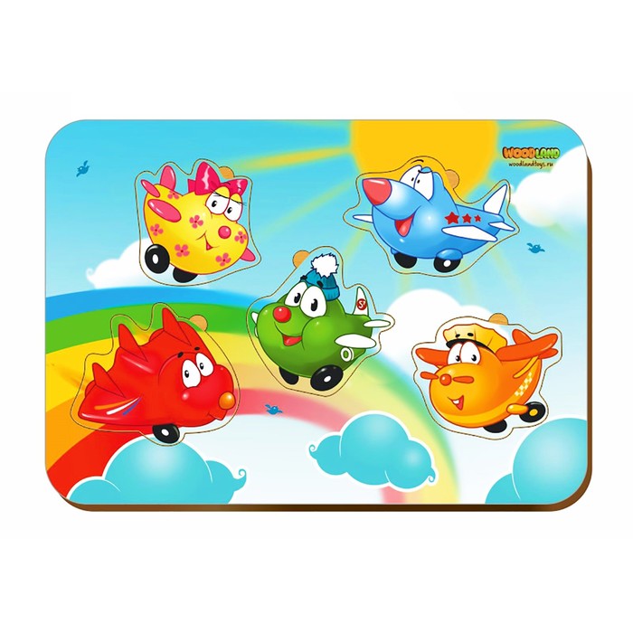 Рамка-вкладыш деревянная "Веселые самолетики"