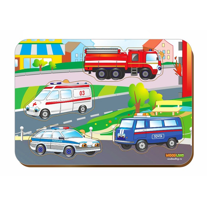 Рамка-вкладыш деревянная "Спасательный транспорт"