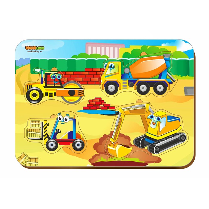 Рамка-вкладыш деревянная "Строительная техника"