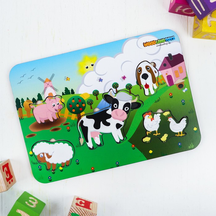 Рамка-вкладыш деревянная "Домашние животные"