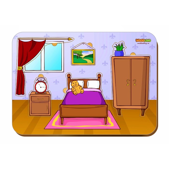 Рамка-вкладыш деревянная "Комната с мебелью"