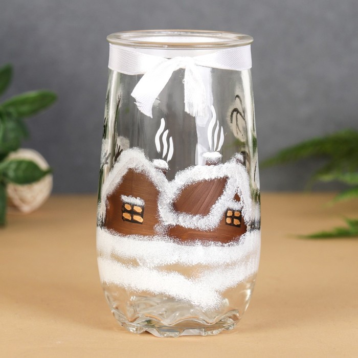 Ваза "Зима в деревне", белая