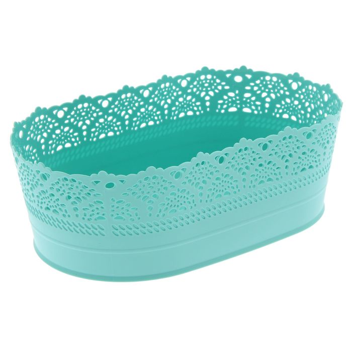 Ваза для хлеба и фруктов 28 см "Ажур", цвет аквамарин