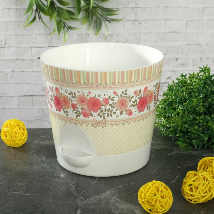 Кашпо 0,8 л d=12 см "Ника Деко" с прикорневым поливом, цвет розы