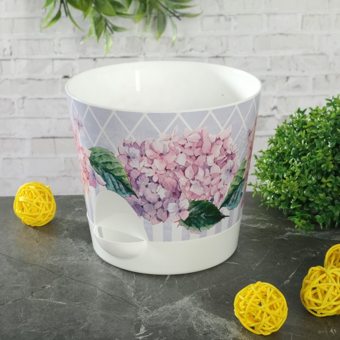 Кашпо 0,8 л d=12 см "Ника Деко" с прикорневым поливом, цвет гортензия