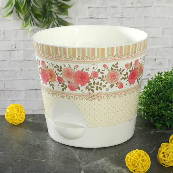 Кашпо 1,6 л d=15 см "Ника Деко" с прикорневым поливом, цвет розы