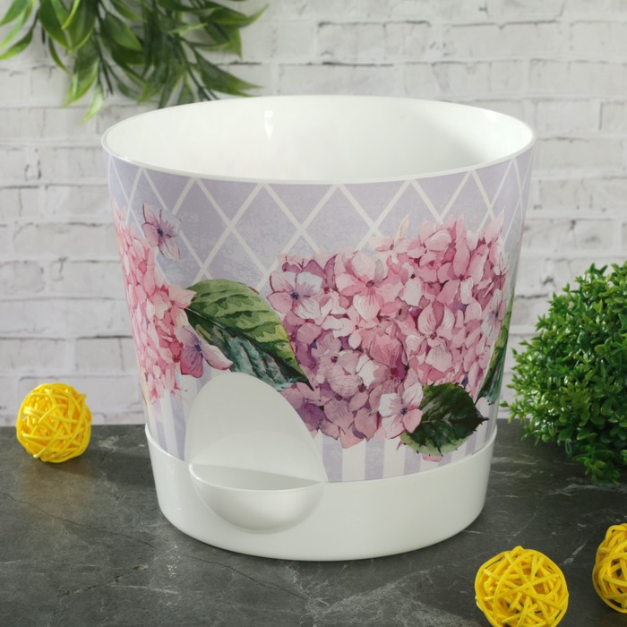 Кашпо 1,6 л d=15 см "Ника Деко" с прикорневым поливом, цвет гортензия