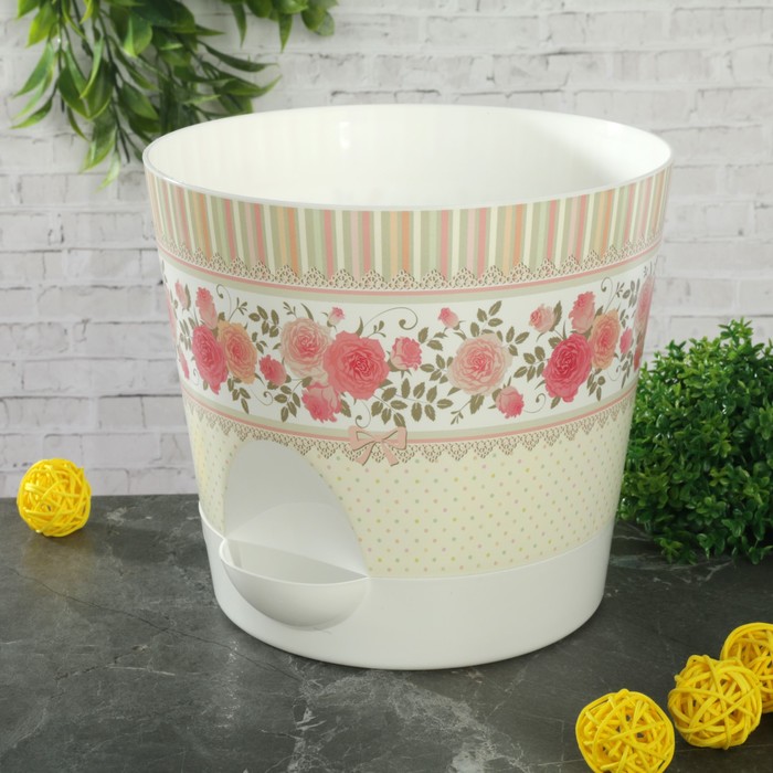 Кашпо 2,7 л d=18 см "Ника Деко" с прикорневым поливом, цвет розы