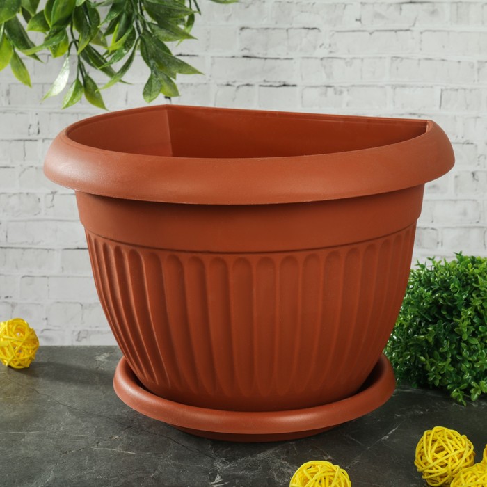 Кашпо настенное d=22 см "Ливия", цвет терракотовый