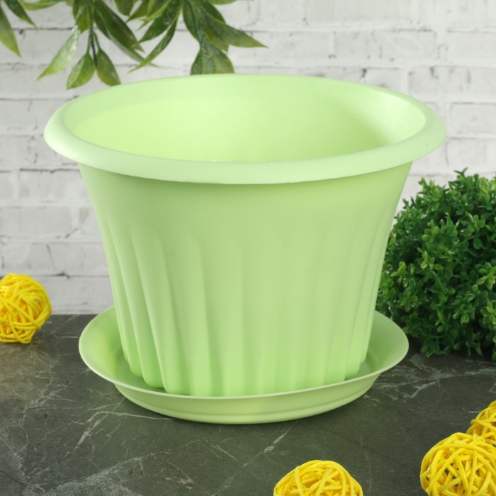 Кашпо d=16 см "Кэрол" с подставкой, цвет мята