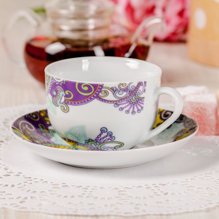 Кружка с блюдцем "Абстракция", 220 мл