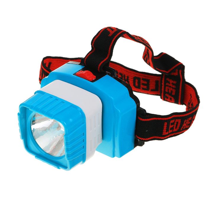 Фонарик налобный, серия Цветные, 1 диод, 2 режима, квадратный рассеиватель, 3 АА, 6х8.5 см