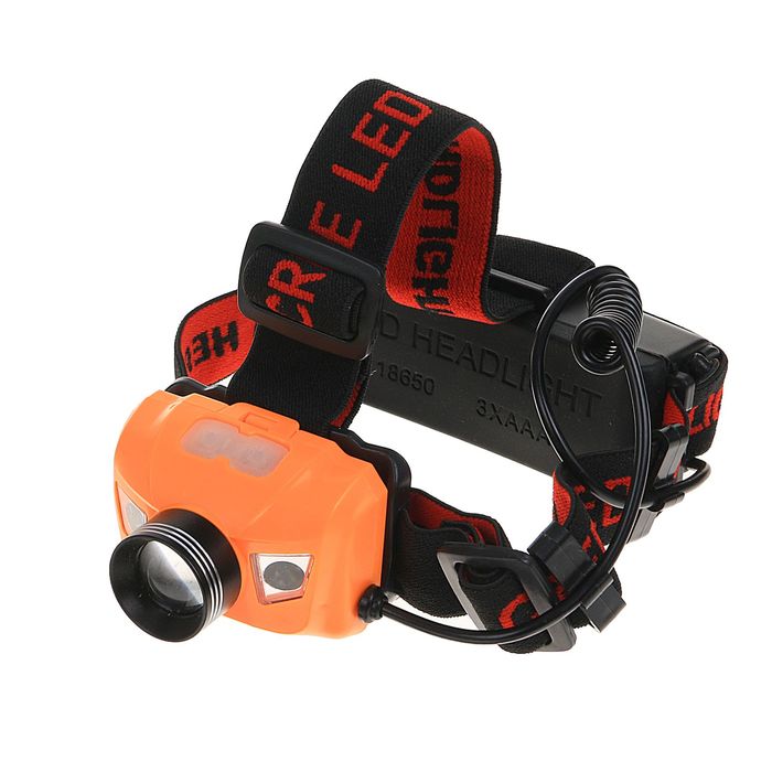 Фонарик налобный, серия Цветные, 1 диод+датчик, 3 режима, микс аккум или от 3 ААА, 4.5х6 см