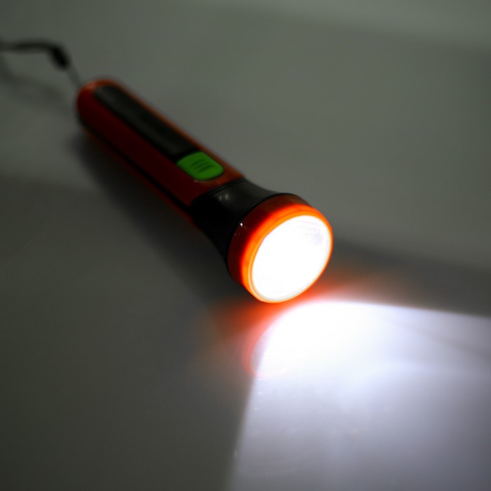 Фонарь 1 диод, классика, ребристые бока, 2АА бат., микс, 16х4.5х4.5 см